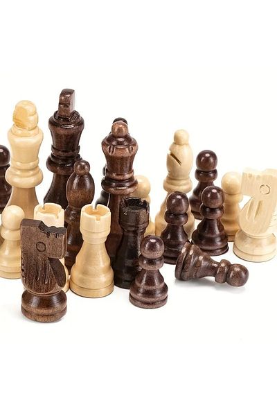 Choice 32Pcs Sturdy Wooden Chess Standard Tournamen Staunton Wood Chessmen 7.8cm King Height (Chess Boar...
