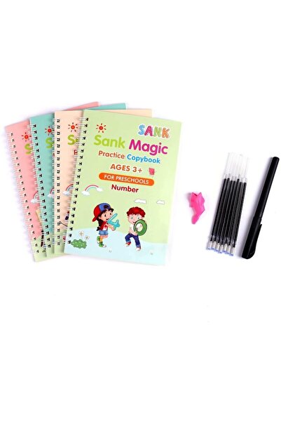 OEM Set of 4 x Sank Magic Practice Copybooks, 1 x Magic Pen, 5 x Refills, 1 x Finger Rest