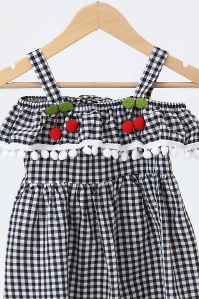 TOFİSA Girl's Black Cherry Dress - 27164