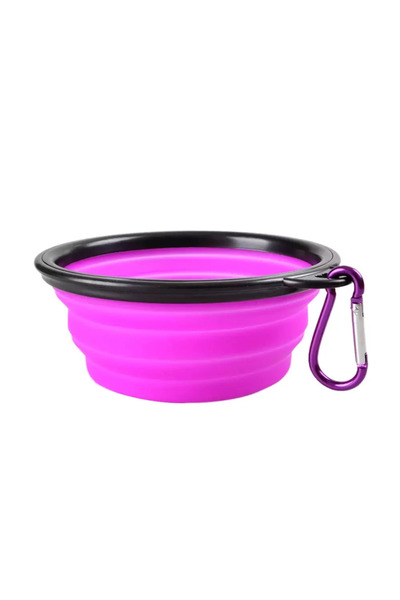 Ropet Bol Silicon Pliabil pentru Apa Animale de Companie, Tip Castron Portabil, 0.45L, Roz