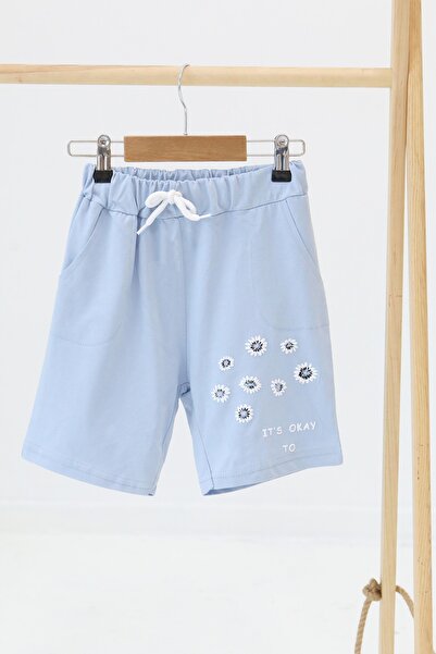 TOFİSA Pantaloni scurți cu imprimeu albastru pentru fetiță - 27329