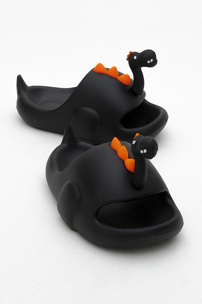 CCWAY AYAKKABI Children's Dinosaur Figured Slippers 25-32 Black