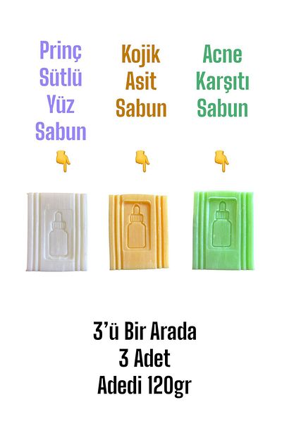 ANTEPLİHANI Kojic Kojic Acid Soap, Turmeric, 3Xacne Serum Effective and Acne, Rice Milk Whitening Soap