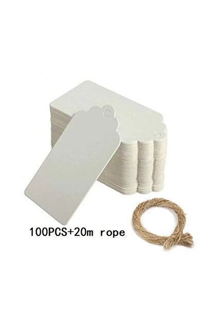 Choice1 White 100pcs Kraft Paper Tags with Strings Handmade with Love Hang Ta...