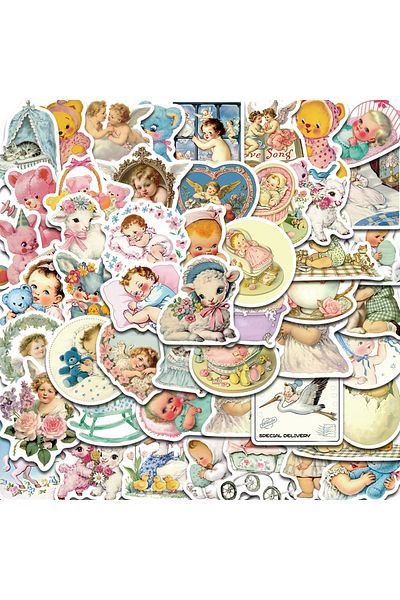 Choice 50PCS 50PCS VINTAGE Cartoon Stickers Aesthetic Decorative Laptop Scrapbook Phone Waterproof Luggage