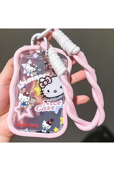 Miniso 3pcs Kawaii Hello Kitty Transparent 3-inch Girl Idol Photo Card Holder Student Cute KT Cat Bus Card