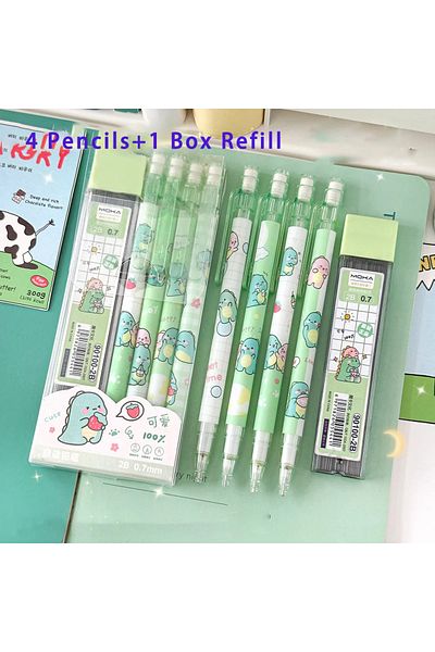 Choice Green set 5pcs Automatic Pencil Cute Mechanical 0.5mm Pencil Set With Refills Retractable Pencil Sch