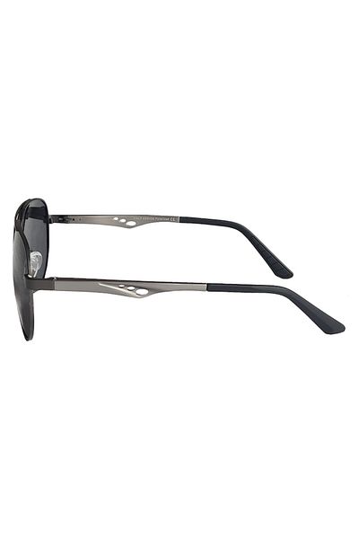 Globalport Retail Men's sunglasses, Aviator, polarized UV400, Silver aluminum frame, Smoke lenses