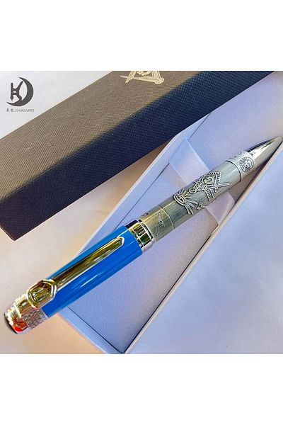 Choice blue Masonic Symbols Noblest Ancient Silver Heavy Weight Silvery Clip Masonic Writing Ballpoint Pen