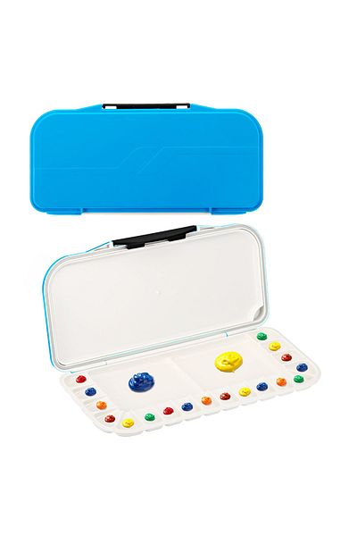 Choice Blue 18 Wells Paint Storage Box, Airtight Folding Detachable with 3 Extra Area Painting Palette for