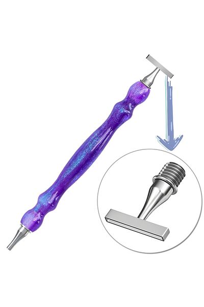 Choice A Purple-7 New Resin Diamond Painting Pen, Thin Multifunctional Stainless Steel Threaded Tip Diamond