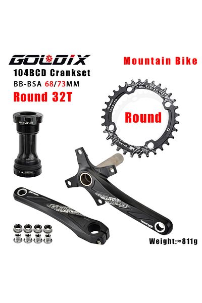Choice 175mm Crank BB Round 32T GOLDIX Bicycle Crank Chainring 104BCD MTB Bike Crank Aluminum Alloy with Bo