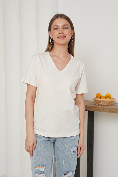 Ay Moda Collection Short Sleeve V-Neck Women's T-Shirt