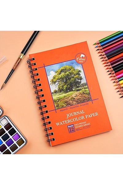 Choice Red 100% Cotton Watercolor Travel Journal - 22 Sheets 5.5x8.5-inch Cold Pressed Watercolor Paper - 1