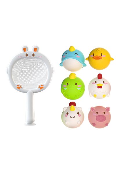 Choice set AB Rabbit Baby Cute Animals Bath Toy LED Light Up Toys Swimming Water Soft Rubber Float Inductio