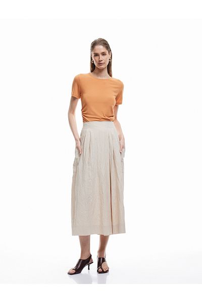 Koton New Season Koton X Sima Tarkan - Comfortable Fit Pocket Poplin Skirt Trousers
