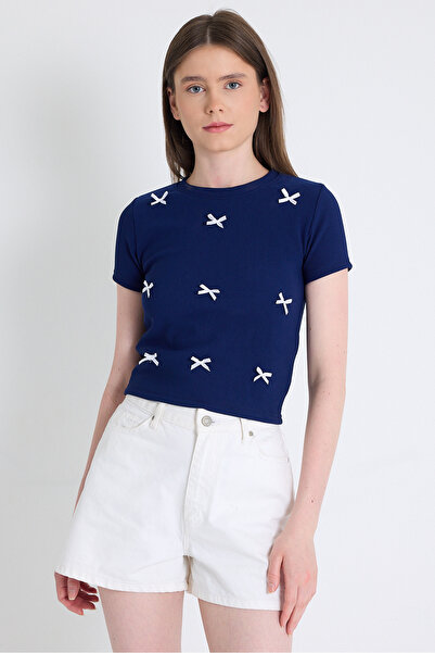 Rays Tricou Crop cu detaliu Laci Ribbon 2202