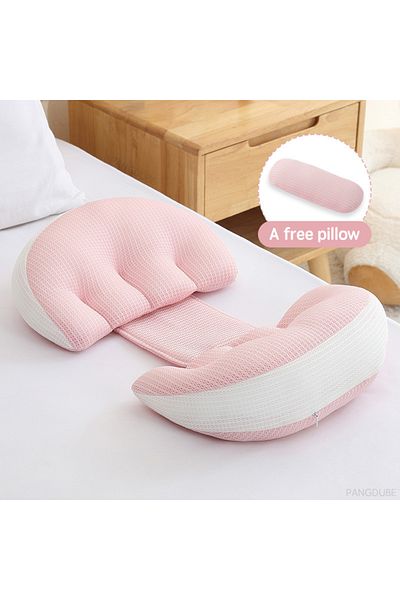 PANGDUBE Pink PANGDUBE Pregnancy Pillow with 1pc Free An Auxiliary Pillow Cotton Waist Support Pillow for Pre