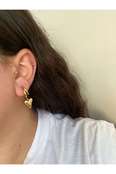 stainless steell Heart Detailed Steel Earrings