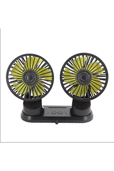 K KATHODE Double Car Fan, 360 Degree Rotation, 2 Speeds, 12V, K Cathode
