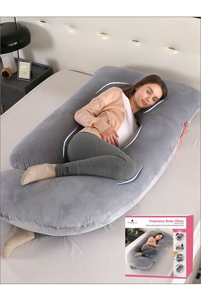 Donetella Pregnancy Pillow 58'' G-Shape – Maternity Body Support Pillow with Removable Velvet Cover