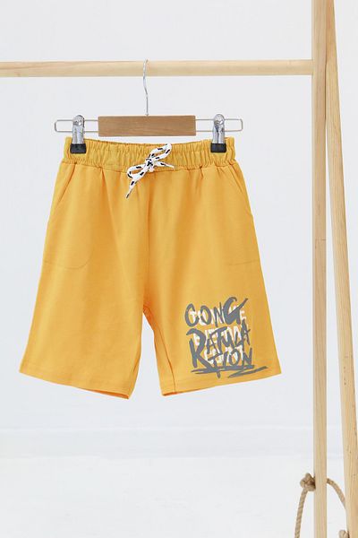 TOFİSA Boy's Mustard Printed Shorts - 27330