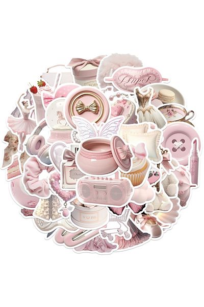 Choice 50PCS Pink Gentle Ballet Girl Style Waterproof Graffiti Stickers for Helmet Bicycle Hand Account ...