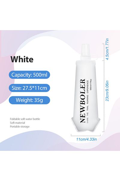 Choice BOT220-WHI-500 NEWBOLER TPU Soft Bottles Foldable Silicone Water raveling Running Cycling Marathon O