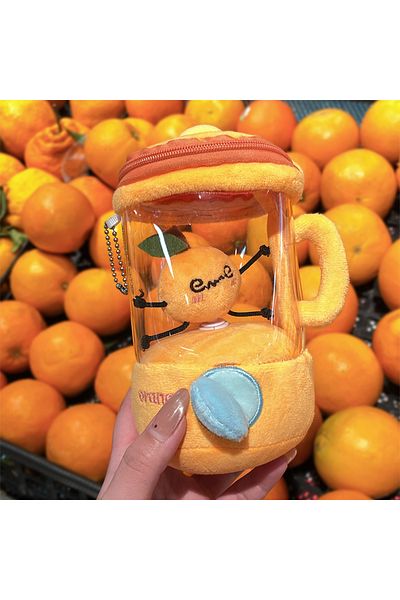 Choice Orange Cute Fruit Juicer Doll Fun Drawstring Turn Watermelon Plush Doll Soft Stuffed Doll Keychain P