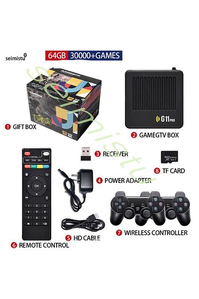 Choice EU Plug 64G--30000 GAME Arcade game box G11 Pro Game Box TV 256G in 60000+ Retro Games 4K HD Video G