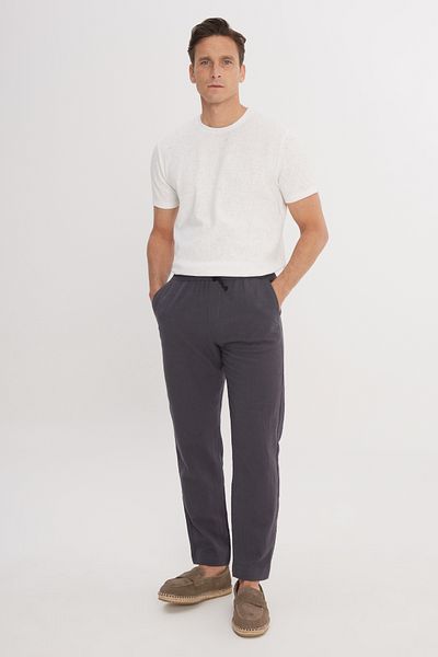 AC&Co / Altınyıldız Classics Ανδρικό παντελόνι Anthracite 100% βαμβακερό Slim Fit με πλαϊνές τσέπες
