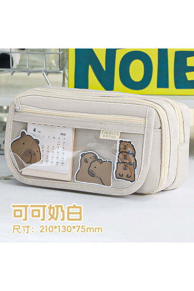 Choice 1 حافظة أقلام رصاص بيضاء كبيرة السعة مكونة من 9 طبقات مع حجرة شفافة وز...