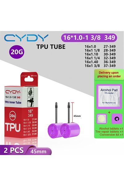 Choice Presta Valve 16Inches 400mm 1.0-1 3-8 16-349 45mm 2PCS CYDY TPU Bike Inner Tube Camera 16 ”349 16x1.