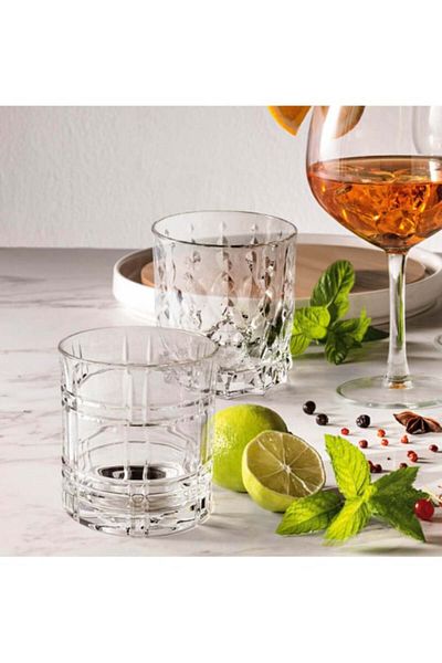 BRANDANI Set of 2 assorted crystal glasses Jazz whiskey