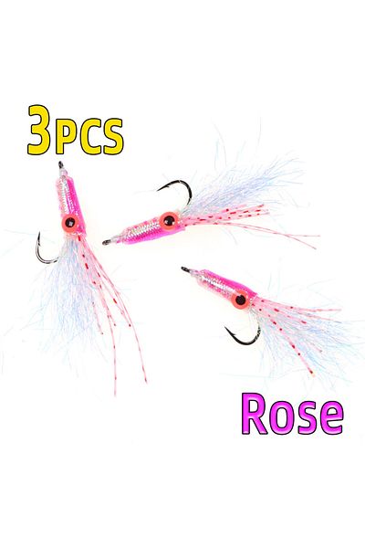 Choice 3PCS Rose 3PCS Luminous Eyes Squid Fly Artificial Hard Lure Streamer Saltwater Big Game Flies For In