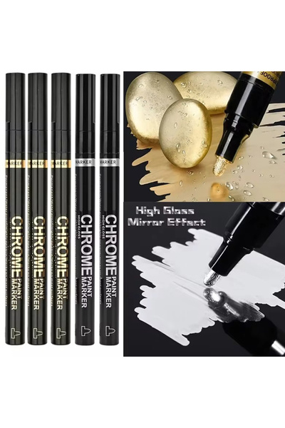 Choice 3 قطع ذهبية - قطعتان فضيتان 5/1 قطعة قلم كروم علامة مرآة طلاء مقاوم لل...