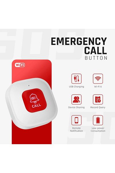 UanTii Tuya WiFi Smart SOS Button Emergency Help Button Wireless Caregiver Pager Phone Alert Transmi