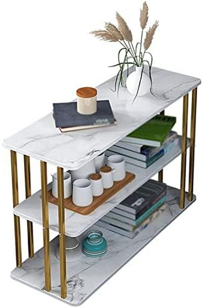 Generic Wooden Office Table, 3-Tier Marble Top, Rectangular Coffee, Home Living Room, Sofa, Side Table, Easy