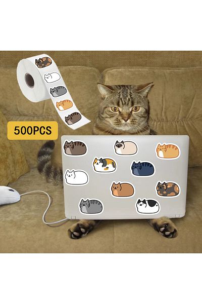 Choice 500pcs 500PCS Kawaii Cartoon Cat Tuo Tuo Roll Stickers Skateboard Laptop Luggage Skateboard Phone Gi