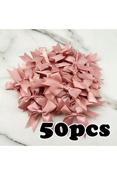 Choice 85mm Pink Meat (50pcs) 1 inch fresh pink ribbon bows Polyester Satin Bow Flower DIY Craft Decoration
