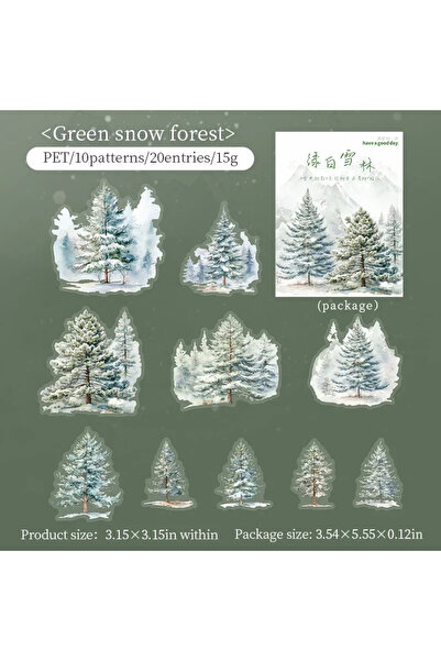 Choice1 E White Snow Forest 20Pcs PET Stickers Tree Shadow in Snow Cold Forest Winter Tree Landscaping Handb