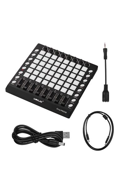 Choice Package WORLDE PAD48 Portable USB MIDI Drum Pad Controller 48 RGB Backlit Pads 8 Knobs 16 Buttons 8