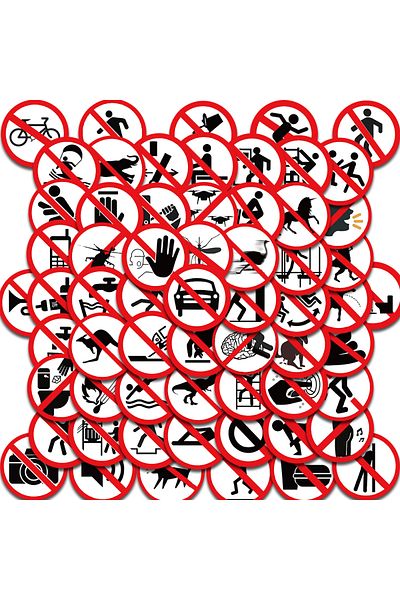 Choice 62PCS 62PCS Funny Prohibition Sign Sticker Nostalgia Vintage Laptop Luggage Skateboard Art Picture A