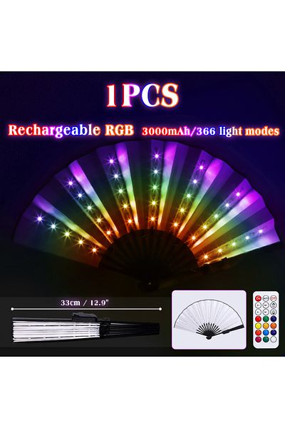 Choice RGB-1PC LED Glowing Folding Fan RGB Colorful Fan Night Light Show Dancing Glow Prop Festival Accesso