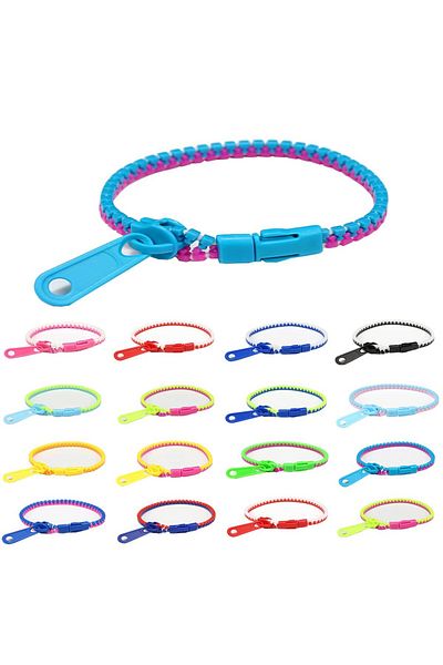 Choice Random color 10packs Two-color Zipper Bracelet Korean Version of Fashion Ol Candy Color Personality