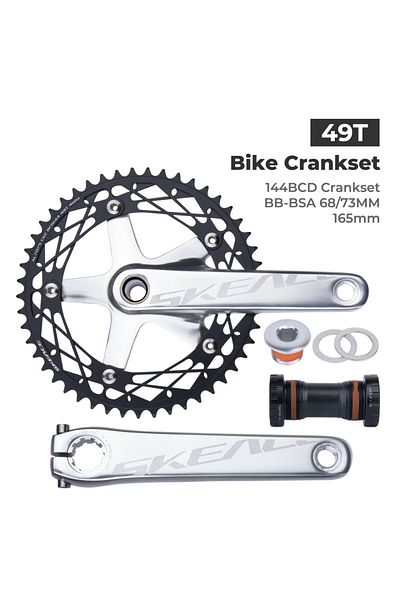 Choice BSA 165mm Silver 49T SKEACE Alumnium Alloy Crankset Fixed Gear Bicycle Crank 165mm 144BCD 49T Hollow