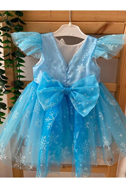 Enaday kids Kız Bebek Simli Elbise Fiyonklu Doğum Günü Parti Düğün Özel Gün Abiye Kız Çocuk Elbise