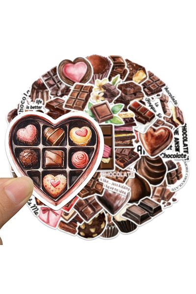 Choice 50PCS 50PCS Chocolate Stickers Exquisite Handheld Materials Phone Cases Laptop Suitcases Water Cups