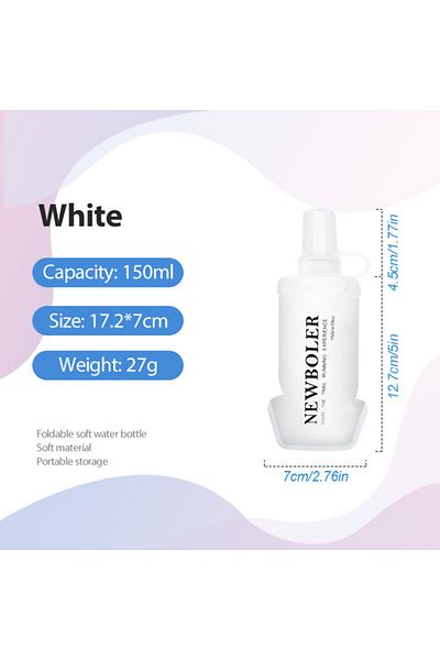 Choice BOT220-WHI-150 NEWBOLER TPU Soft Bottles Foldable Silicone Water raveling Running Cycling Marathon O