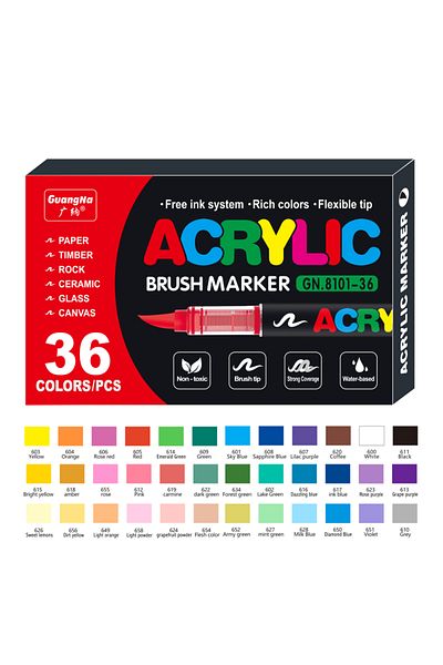 Choice 36 Colors 12-120 Colors Acrylic Paint Pens Markers Brush Tip Paint Markers For Rock Painting Wood Ca